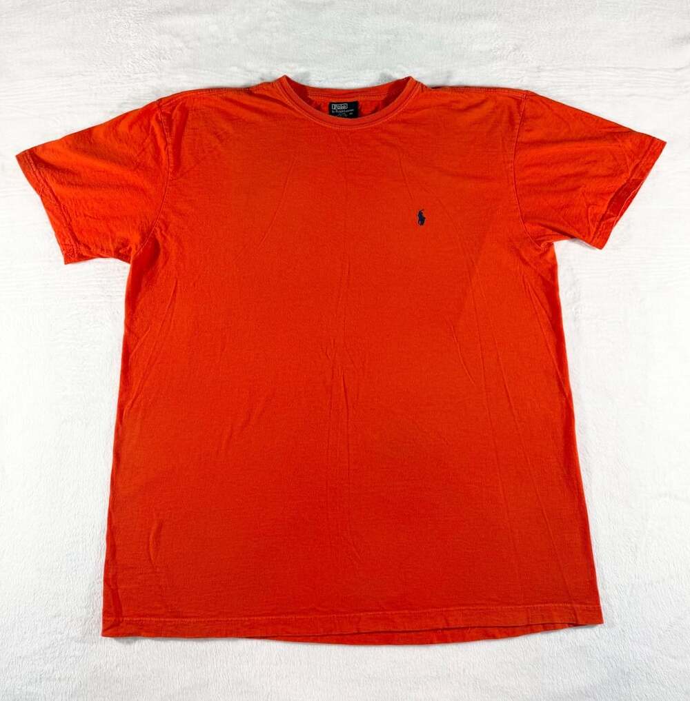 Polo Ralph Lauren Vintage 90’s T-Shirt Orange Cotton Crewneck Short Sleeve, M